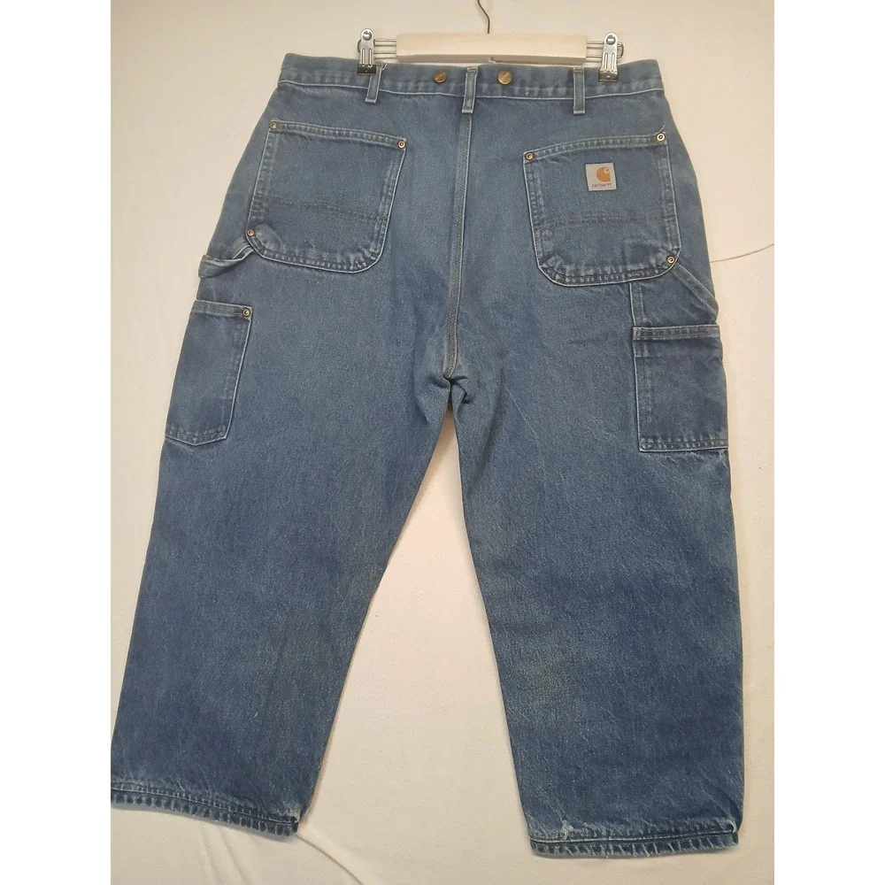 Vintage‎ carhartt double knee jeans workwear hemmed size 38 x 22 B17 DNM